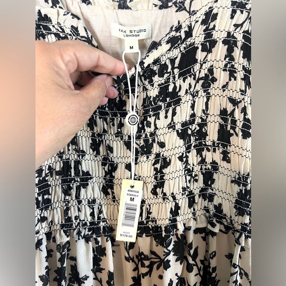 Max Studio Black and Cream Floral Maxi Dress NWT - Picture 3 of 7